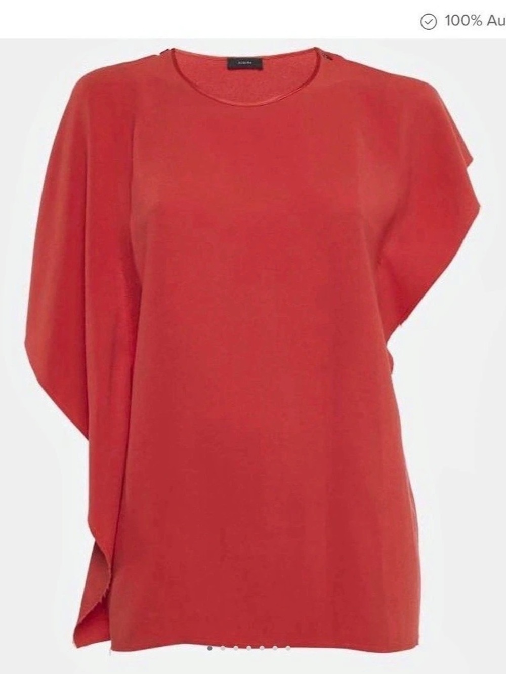JOSEPH red modern asymmetric sleeve Tunic round neckline Size medium (FR 38) sil